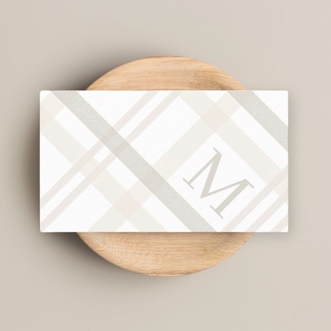 Minimalist Luxury Professional Plaid Monogram Business Card (Creator Uploaded)