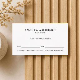Minimalist Luxury White Appointment Business Card