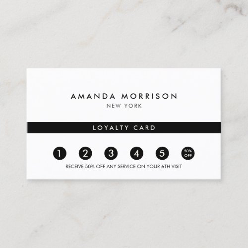 Minimalist Luxury White Loyalty Business Card