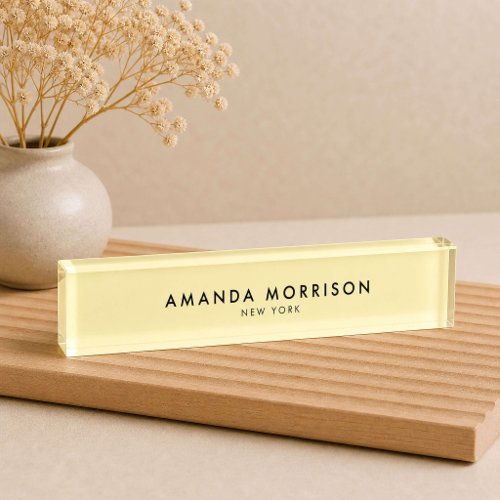 Minimalist Luxury Yellow Desk Name Plate