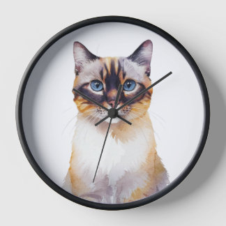 Minimalist Lynx Point Siamese Cat Inspired Clock