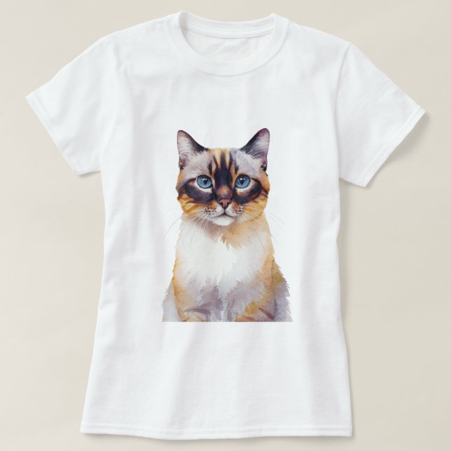Minimalist Lynx Point Siamese Cat Inspired T-Shirt (Design Front)