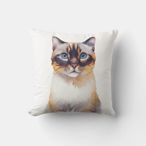 Minimalist Lynx Point Siamese Cat Inspired Throw Pillow