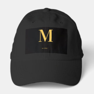 Minimalist M Black Hat | Gold Letter Cap | Monogra