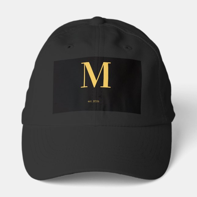 Minimalist M Black Hat | Gold Letter Cap | Monogra (Front)