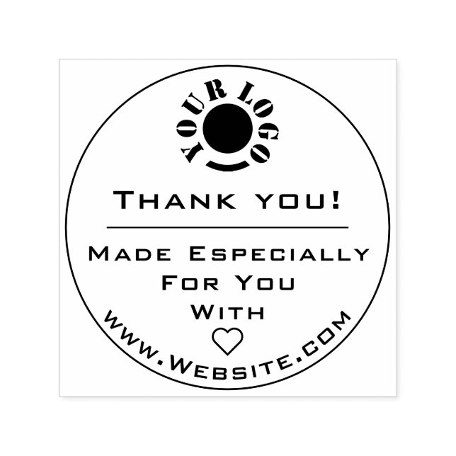Minimalist Made with Love Heart Thank You Logo  Self-inking Stamp (Design)