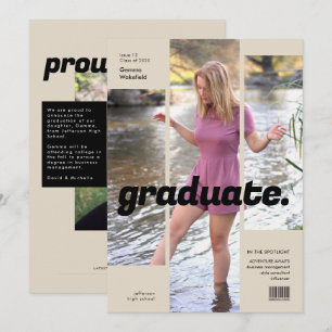 Minimalist Magazine Cover Trendy Grad Photo Invitation
