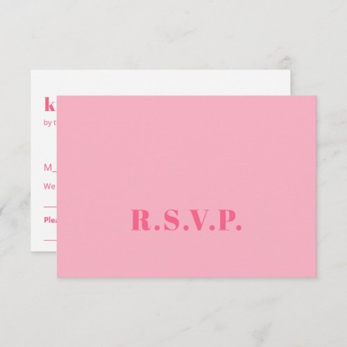 Minimalist Magenta Blush Pink Wedding Meal Choice RSVP Card