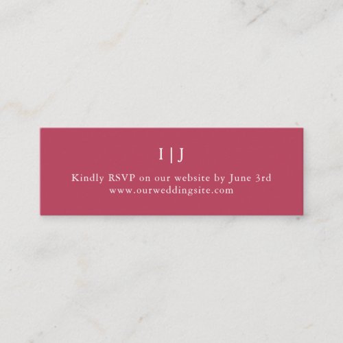 Minimalist Magenta Monogram Wedding Website Mini Business Card