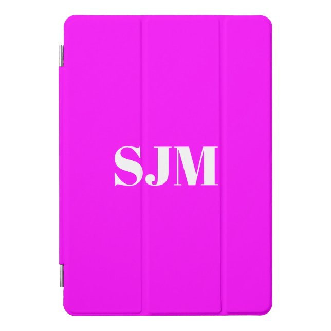 Minimalist magenta pink custom monogram initials iPad pro cover (Front)