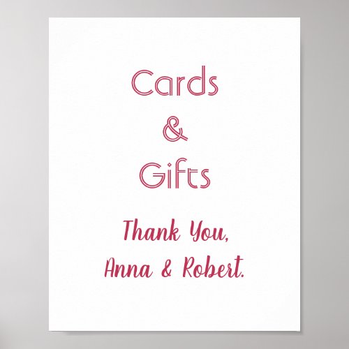 Minimalist Magenta Red Cards and Gifts Sign