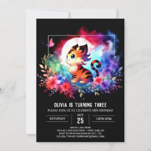 Minimalist Magical Tiger Birthday Invitation
