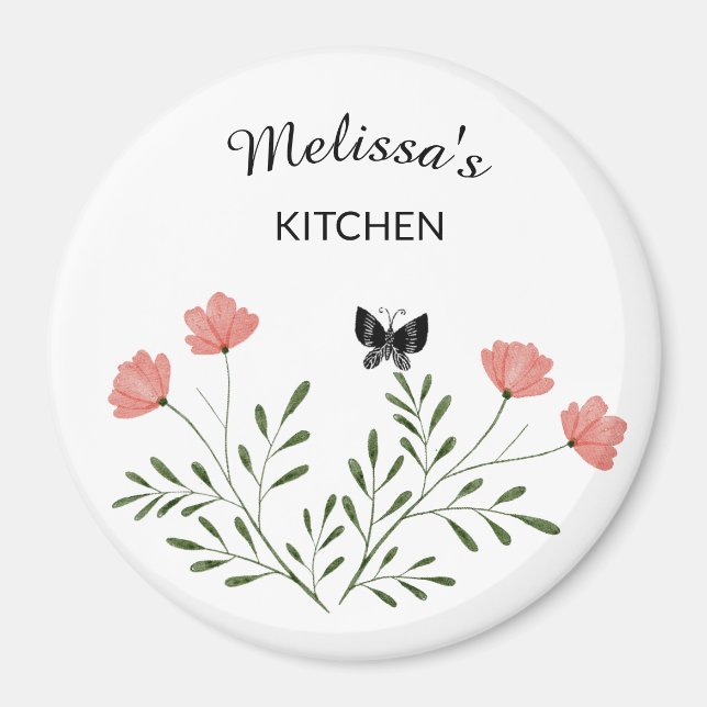 Minimalist Magnet with Name and Flower Design (Front)