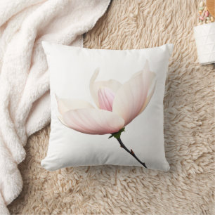 Minimalist Magnolia Bloom Throw Pillow
