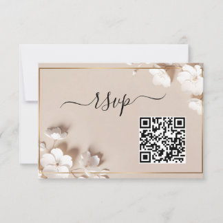Minimalist Magnolia White Floral Wedding RSVP Card