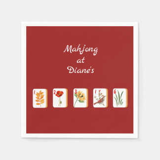 Minimalist Mahjong Flower Tiles Paper Napkin