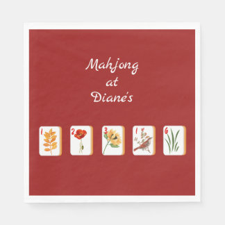 Minimalist Mahjong Flower Tiles Paper Napkin