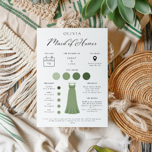 Minimalist Maid of Honor Bridal Party Info Card