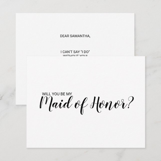 Minimalist Maid of Honor Proposal Card (Front/Back)