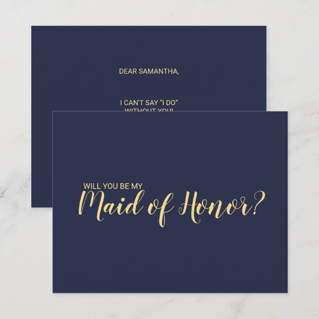 Minimalist Maid of Honor Proposal Card (Front/Back)