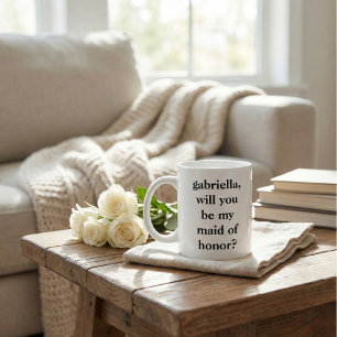 Minimalist Maid of Honor Proposal Personalized Giant Coffee Mug