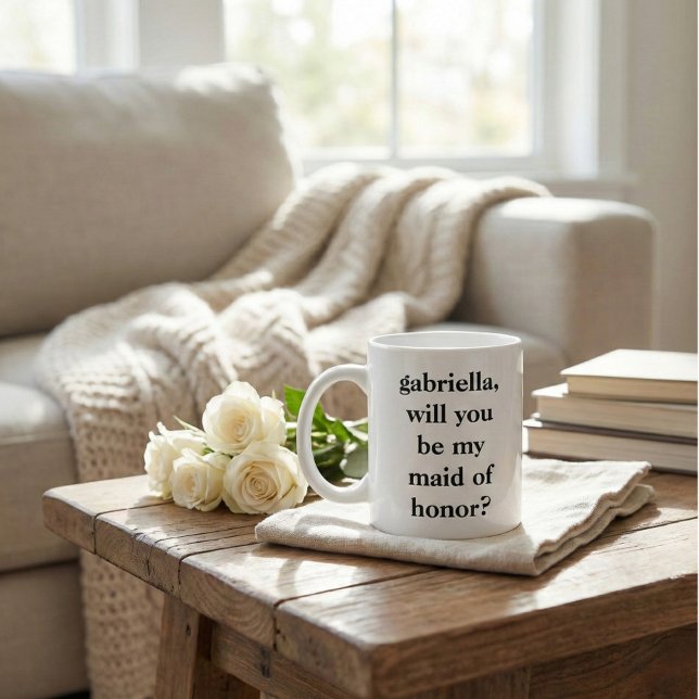 Minimalist Maid of Honor Proposal Personalized  Giant Coffee Mug (Creator Uploaded)