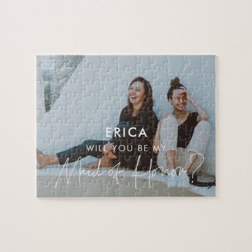 Minimalist Maid of Honor proposal photo Jigsaw Puzzle