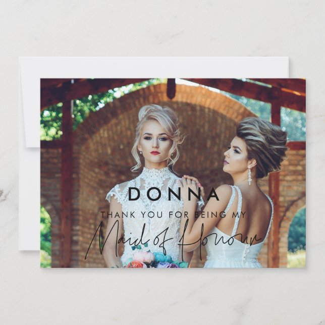 Minimalist Maid of honour Thank you card (Front)