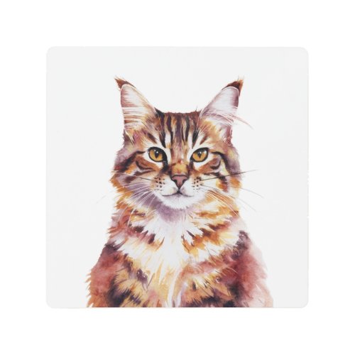 Minimalist Maine Coon Cat Inspired Metal Print