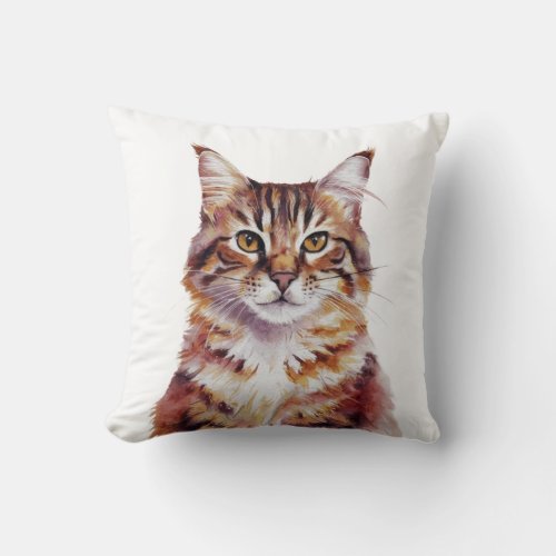 Minimalist Maine Coon Cat Inspired Throw Pillow