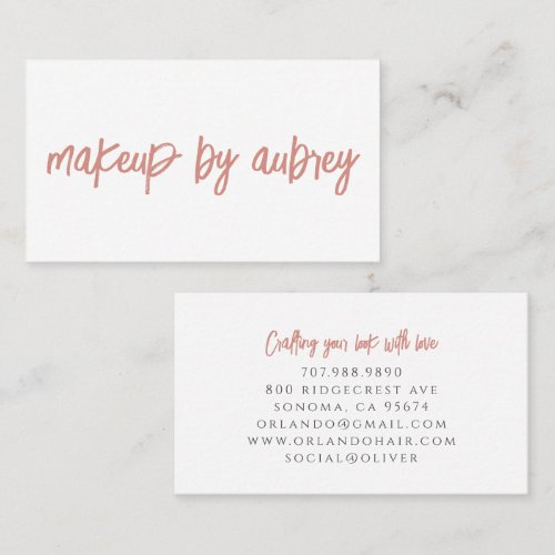 Minimalist Makeup Artist Brush Script Calligraphy Business Card