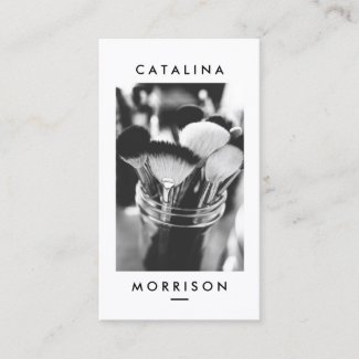 Minimalist Makeup Artist Brushes Photo Business Card