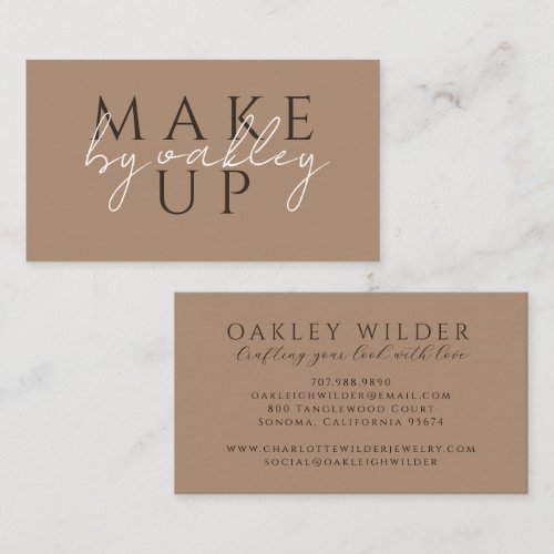 Minimalist Makeup Artist Cocoa Brown Business Card