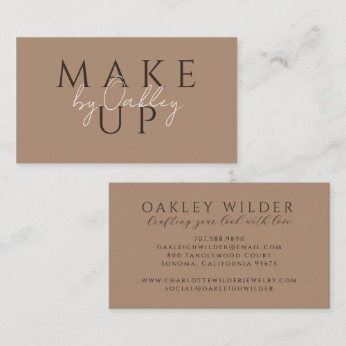 Minimalist Makeup Artist Cocoa Brown Business Card