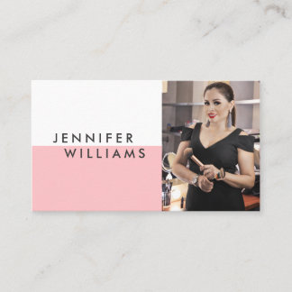 Minimalist Makeup Artist Elegant Custom Photo Pink Business Card