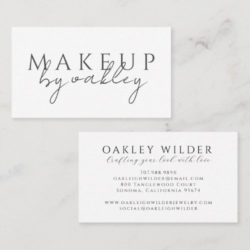 Minimalist Makeup Artist Gray Business Card