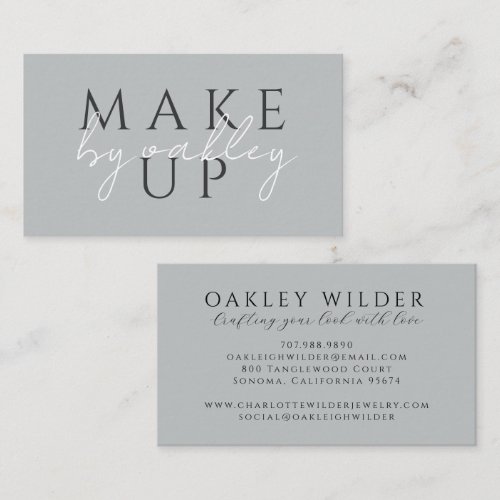 Minimalist Makeup Artist Gray Business Card