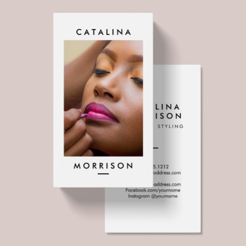 Minimalist Makeup Artist Pink Lips Photo Business Card