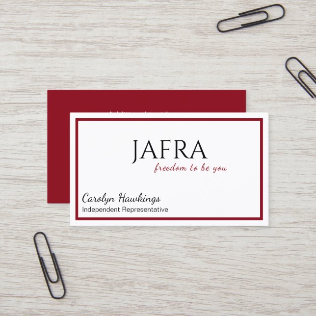 Minimalist Makeup Independent Rep Jafra  Business Card (Front/Back In Situ)