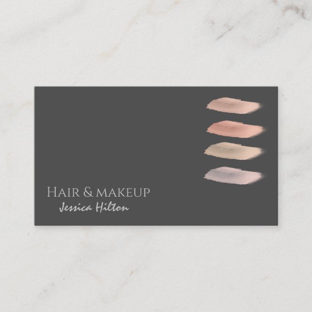 Minimalist makeup palette brush strokes business card (Front)