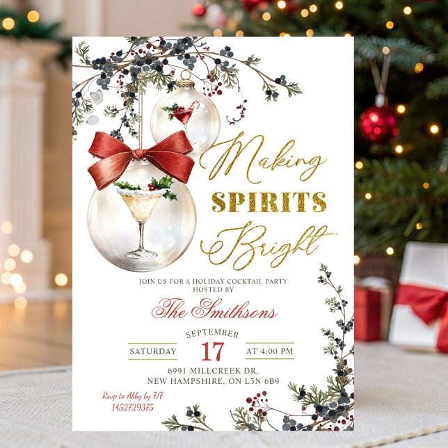 Minimalist Making Spirits Bright Cocktail Party Invitation (Creator Uploaded)