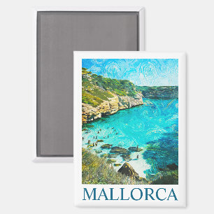 Minimalist Mallorca Spain Mediterranean Oil Paint Magnet