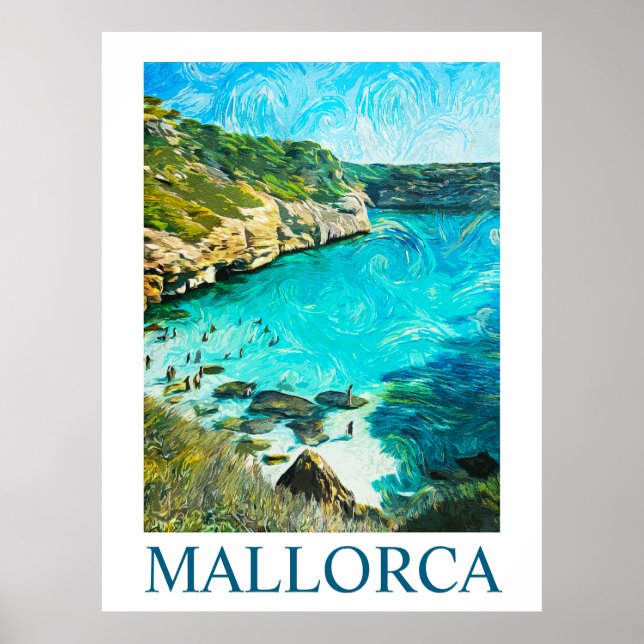 Minimalist Mallorca Spain Mediterranean Oil Paint Poster (Front)