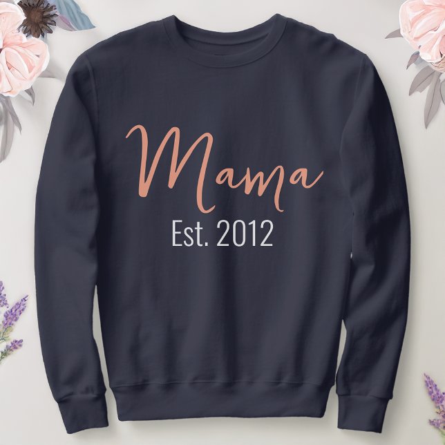 Minimalist MAMA Est Year Mother Keepsake Sweatshirt (Creator Uploaded)