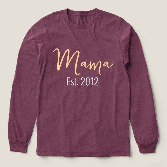 Minimalist MAMA Est Year Mother Keepsake Tri-Blend Shirt (Design Front)