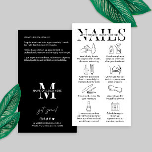 Minimalist Manicure Nails Aftercare Instructions Business Card