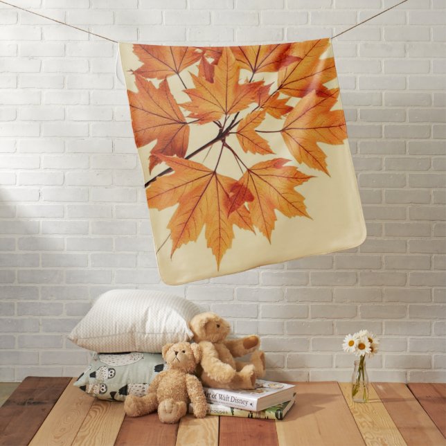 Minimalist Maple Leaves Art – Botanical Print Baby Blanket (In Situ)