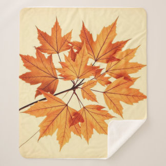Minimalist Maple Leaves Art – Botanical Print Sherpa Blanket