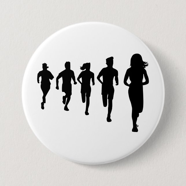 Minimalist Marathon Runner Silhouettes Button (Front)