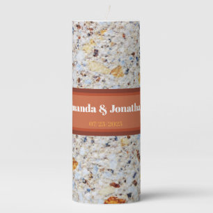 Minimalist Marble Pattern Custom Wedding Unity Pillar Candle